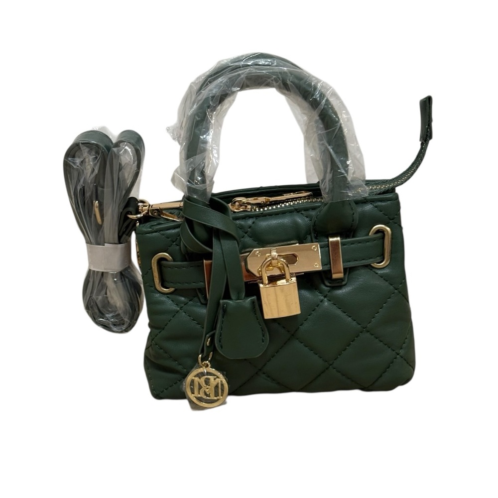 Studio Badgley Mischka chive green mini quilted tote crossbody vegan leather NWT